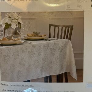 Living Quarters Metallic Poinsettia Tablecloth 60” x 120” Oblong Holiday Decor